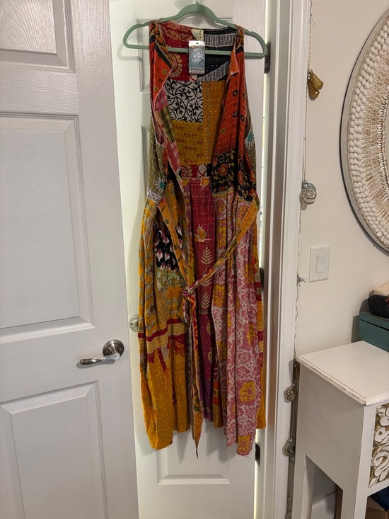 Jaded Gypsy Dresses & Skirts - Patchwork Bohemian Sleeveless Dress in Mustard & Pink